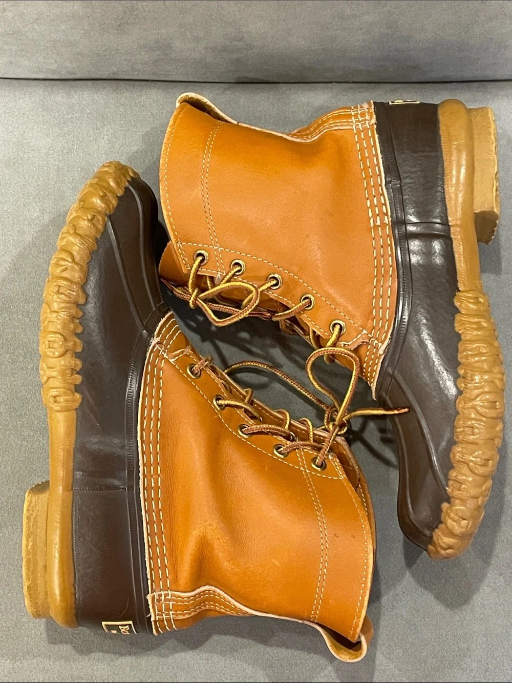 Vintage LL Bean Duck Boots Sz 8 Dark Brown Leather Waterproof Made in USA 1980’s